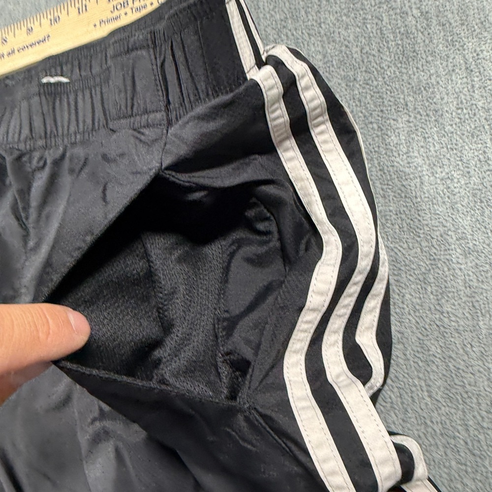 Adidas Pants Mens Large Black Track Pants Elastic Waist Mesh Lined 3 Stripe Run - Picture 5 of 9